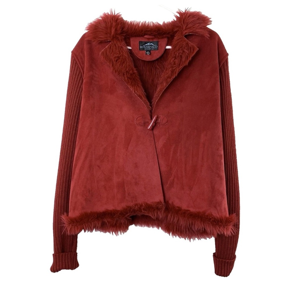 MontanaCo Red Faux Suede Faux Fur Jacket - XL